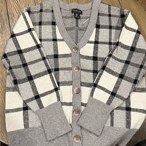 Rachel Zoe Plaid Gray and Black Cardigan